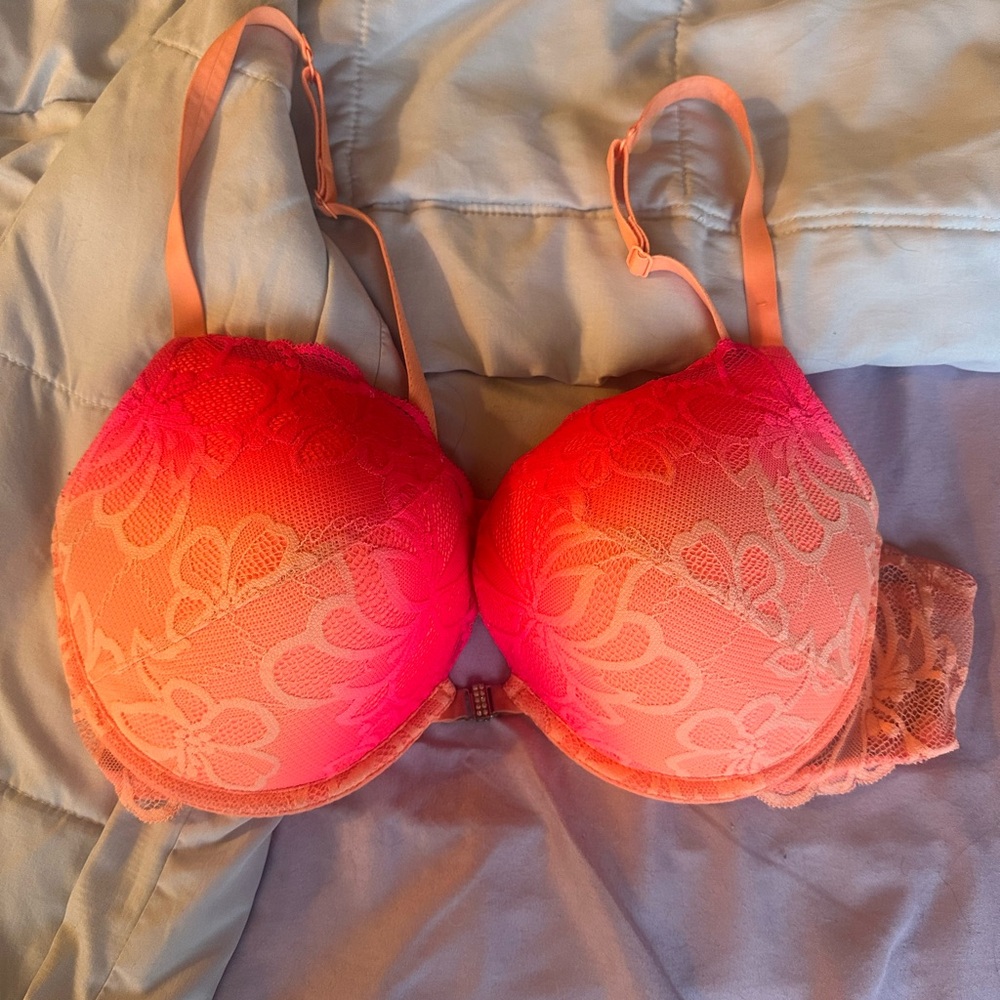 Victoria's Secret Pink and Orange Floral Lace Bra